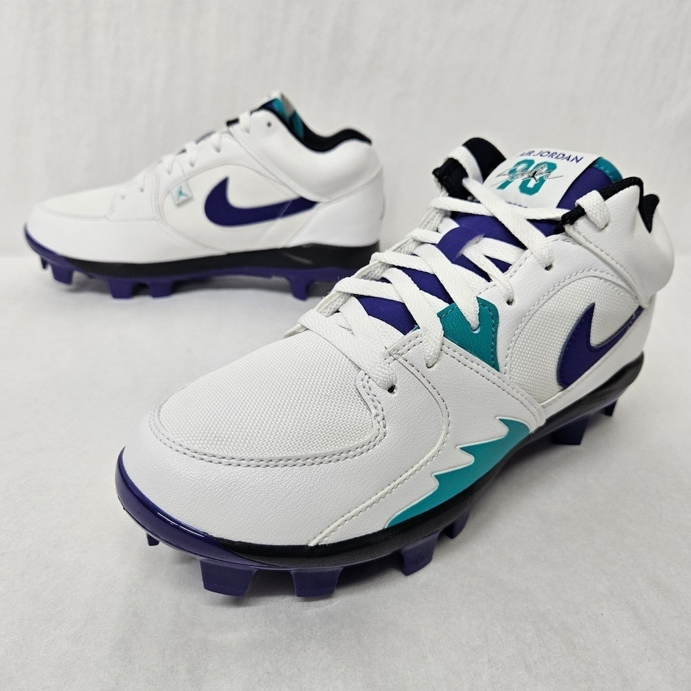 Jordan Stadium 90‎ Low MCS Baseball Cleats HQ0211-105 White Purple Men Size 10.5 - Picture 3 of 10